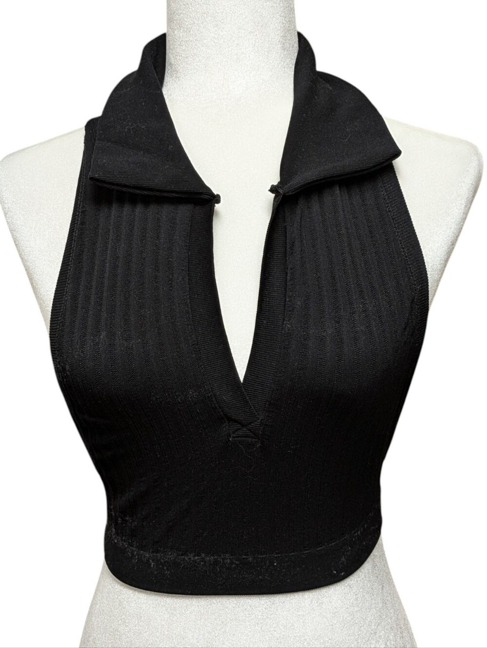 Urban Outfitters Out from Under Black Collared Ribbed Crop Sweater Size M/L